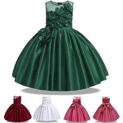 Elegant Flower Girl Party Dress Christmas Costume Bow Wedding Kids Dresses For Girl Evening Briidemaid Prom Gown Vestido 8 10Yrs