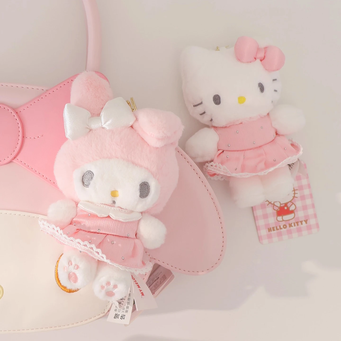 Genuine Sanrio Hello Kitty Melody Cute Girl Keychain School bag Pendant Kids Plush Toys Keyring Plushier Birthday Christmas Gift