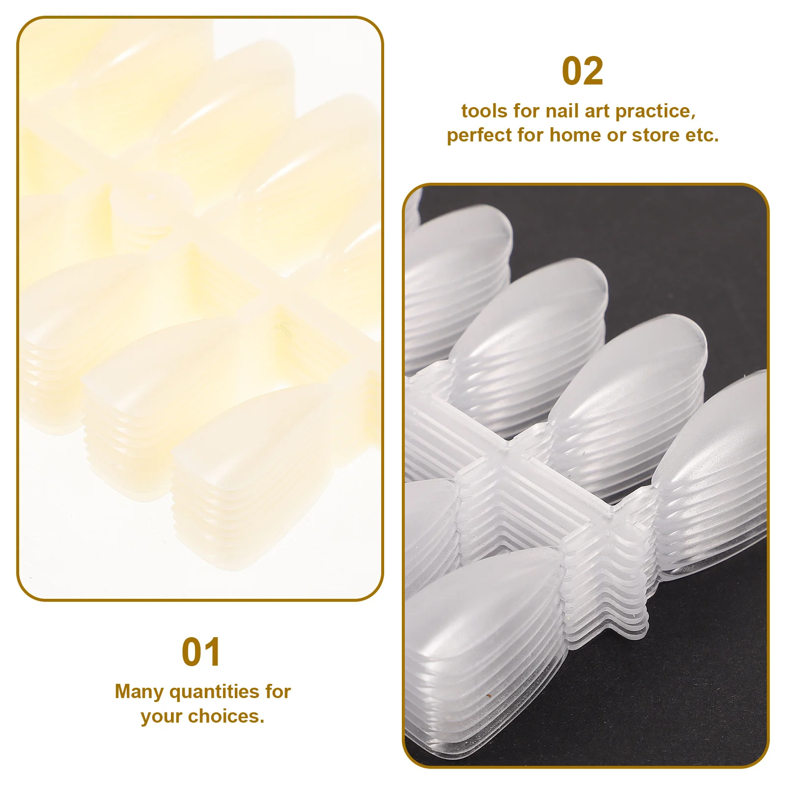 

480pcs Nail Tips Template Premium Plastic Manicure Practice Pieces Fake Nails For Salon Home Use Transparent Frosted Natural