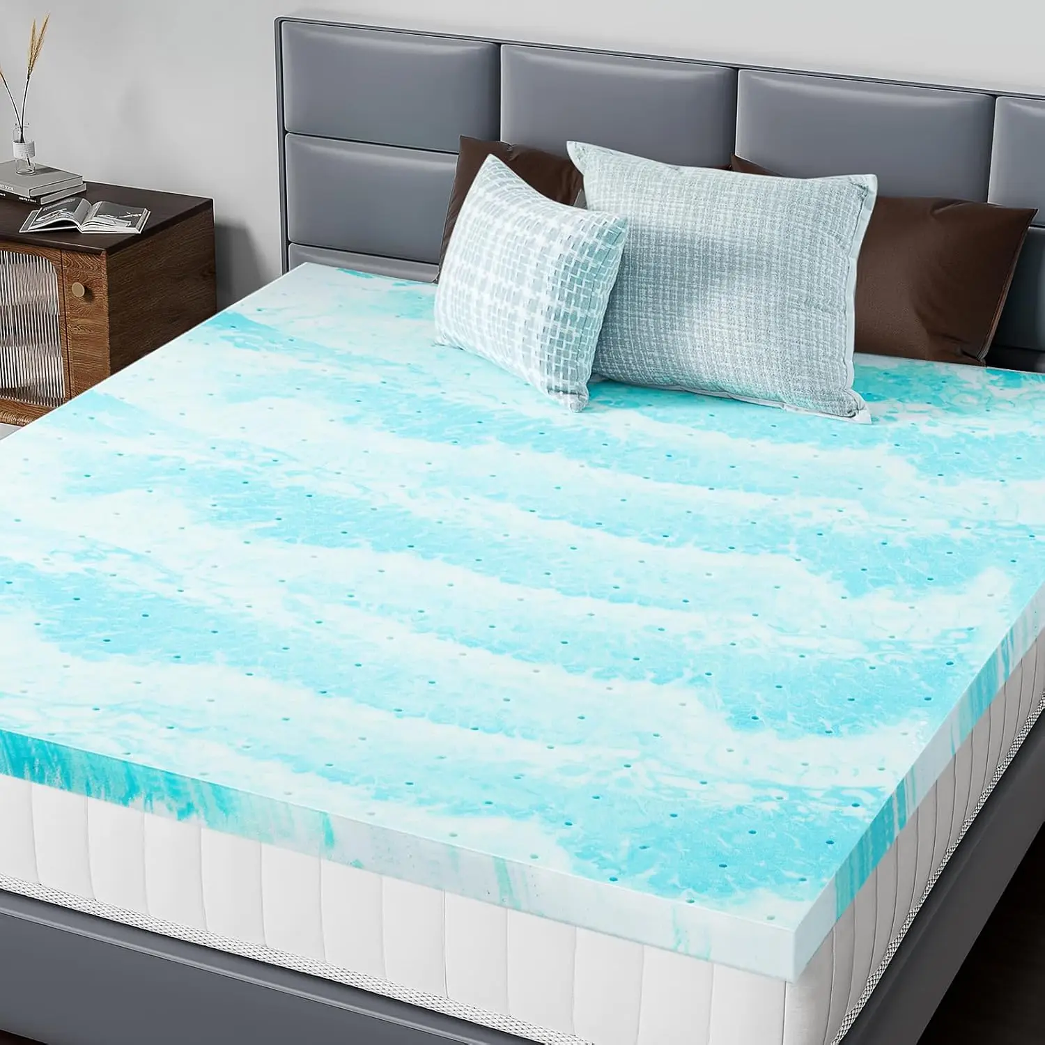 Colchón de espuma Queen, adornos de cama infundidos de Gel de 2 pulgadas de grosor para cama tamaño Queen, almohadillas de colchón suaves para sofá cama, RV, Ca