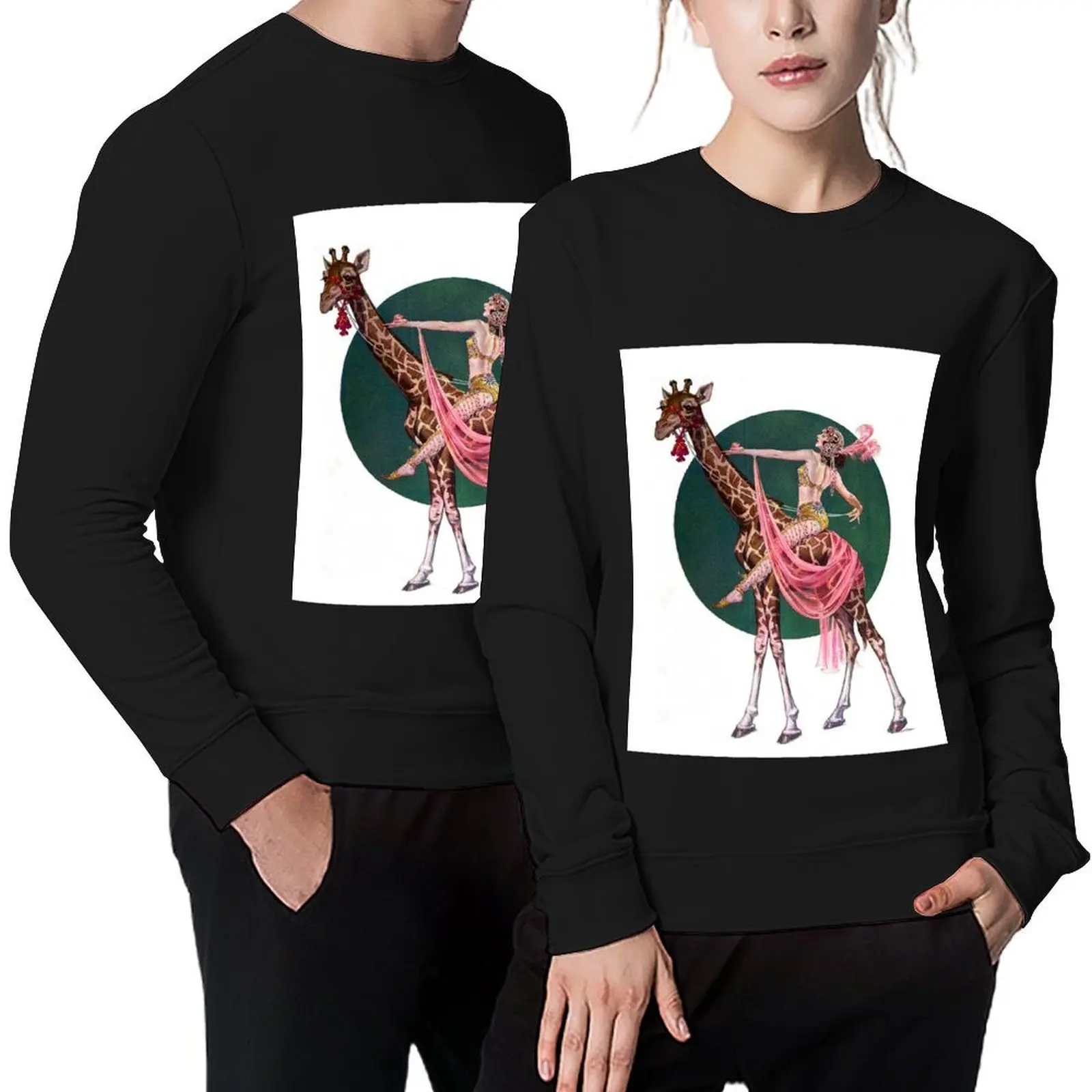 

Woman on Giraffe Pullover korean style clothes men's clothing aesthetic clothing men clothes hooded sweatshirts