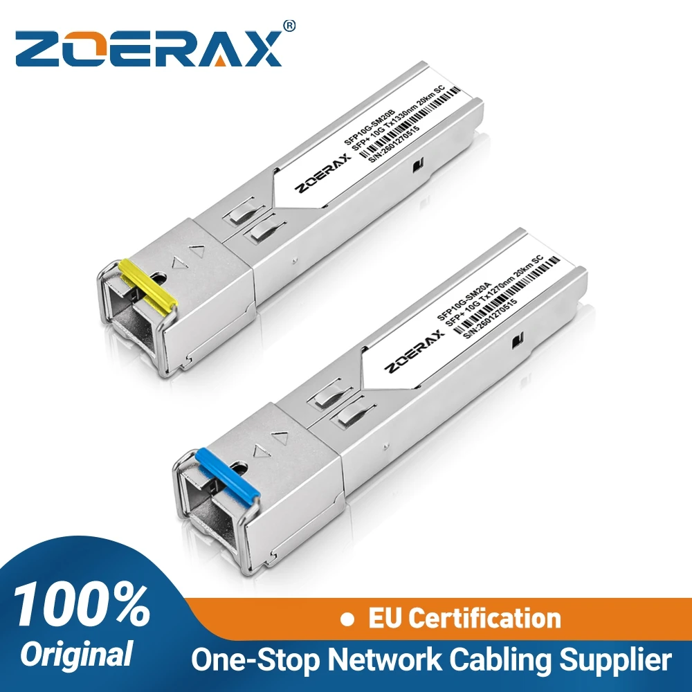 ZoeRax 10G Single-mode SFP Transceiver Simplex SC Interface Up to 20km Support DDM Widely Compatible with Cisco, Mikrotik