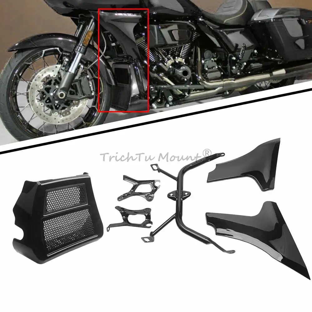 Motorcycle Side Fairing Panel and Front Spoilers Radiator Chin Cover Fits For Harley Davidson Road Glide 2023-Later Models