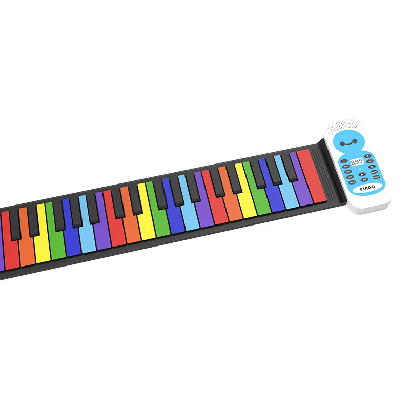 

Factory Hot Sale Colorful Children Educational Toys 49 Keys with Horn Dry Battery Hand Roll Piano