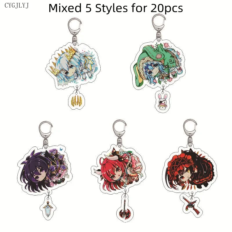 20pcs Anime Date a Live Keychain Cartoon Figures Tokisaki Kurumi Yatogami Toka Himekawa Yoshino Keyring Cosplay Accessories Gift