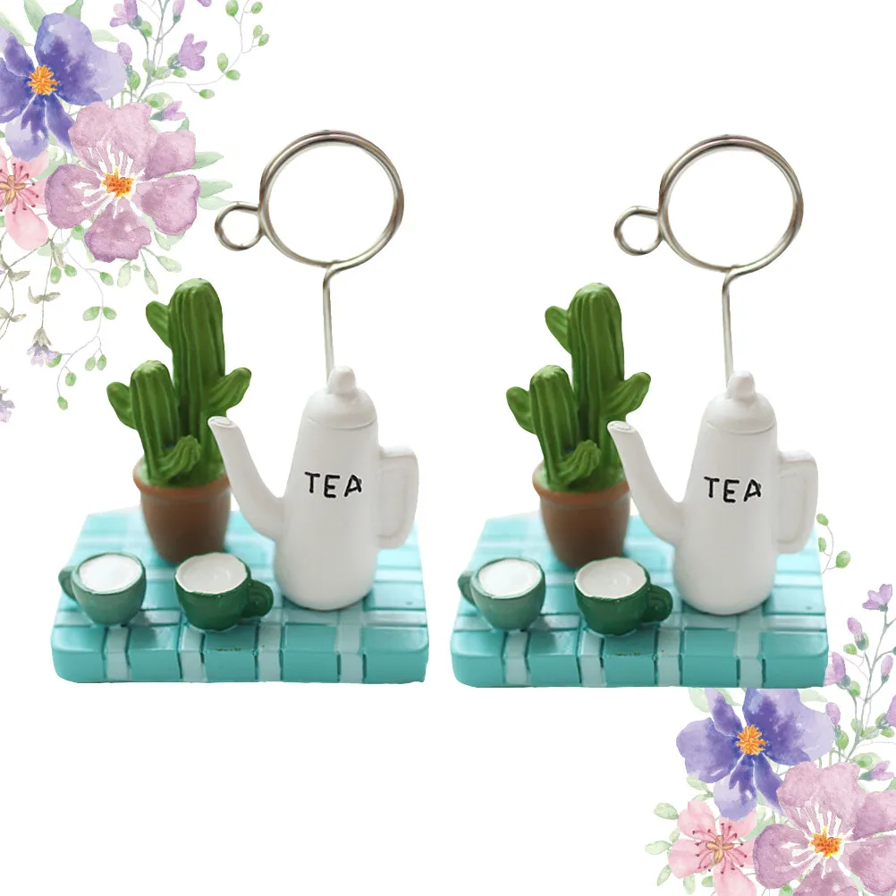 

2Pcs Resin Teapot-Shaped Multifunctional Photo Clips Note Holders for Crafts Birthday Decor Home Office Party Display Bonsai
