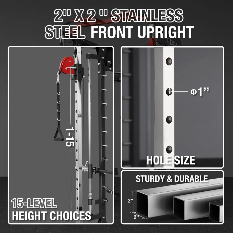 آلة، رف القرفصاء 2200 رطل مع نظام LAT-Pull Down وآلة كروس الكابلات، معدات التدريب مع حامل الساق-D