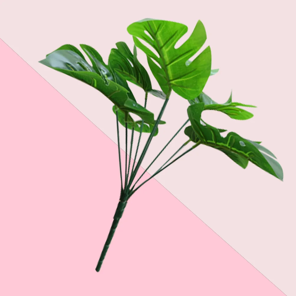 Ghirlanda verde a 9 teste Foglia artificiale di Monstera Foglie tropicali Decorazione Simulazione finta per ufficio domestico