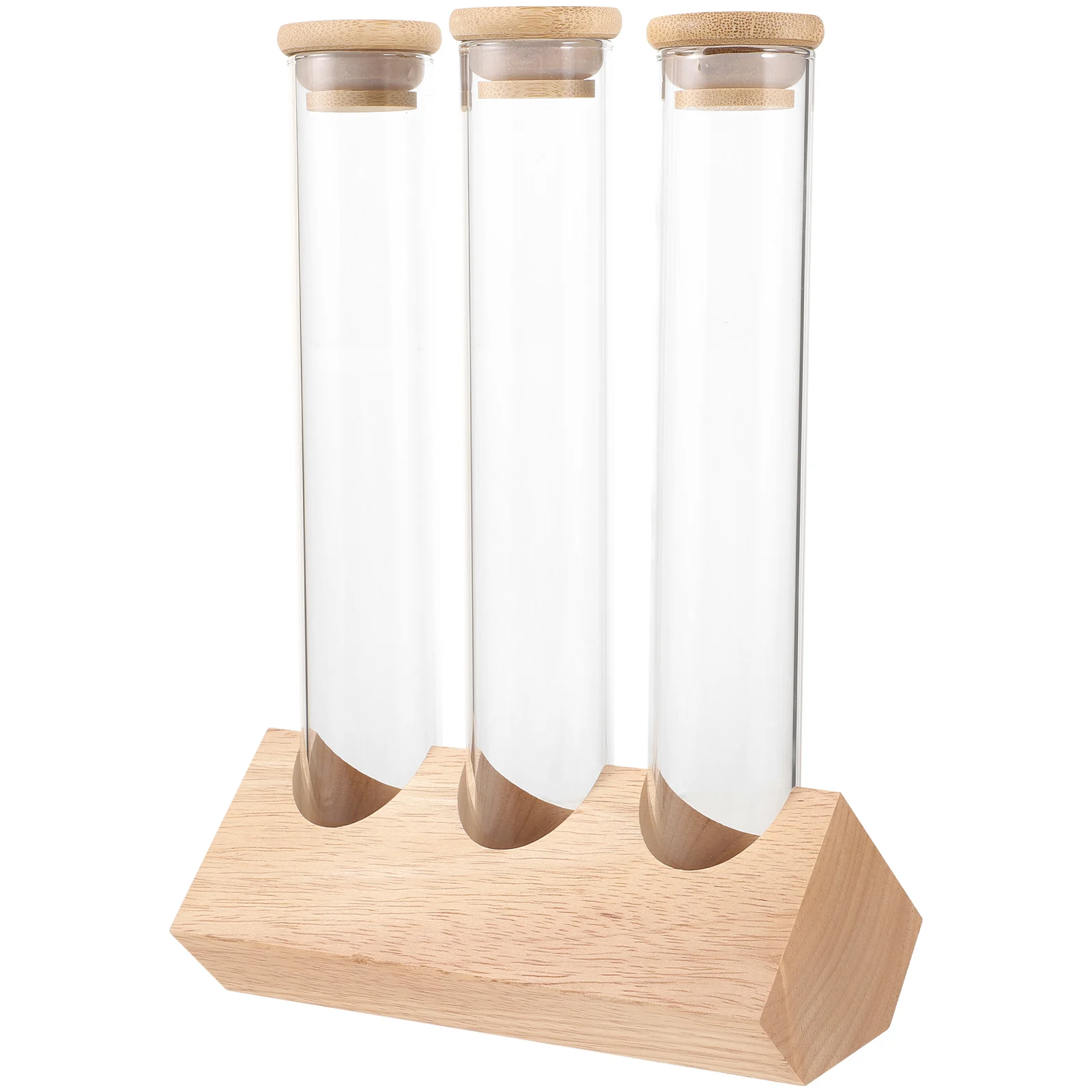 

Coffee Bean Display Rack Clear Glass Bottles Wooden Shelf Tube Holder Pantry Storage Container Test Tubes Jar Vessel