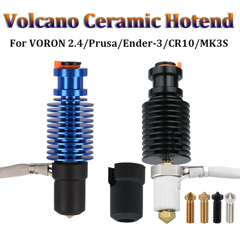 Volcano Hotend Kit For Voron 2.4 Prusa Ender 3 CR10 MK3S 3D Printer E3D Volcano Nozzle 24V 60W Ceramic Heating Core Print Head