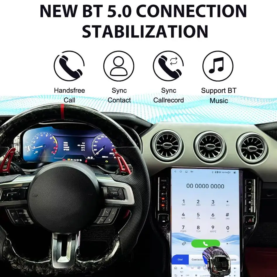 Wireless Carplay 14.4 Inch 4G Android 13 For Ford Mustang 2015-2021 HD Touch Screen Car GPS Navigation Multimedia Player