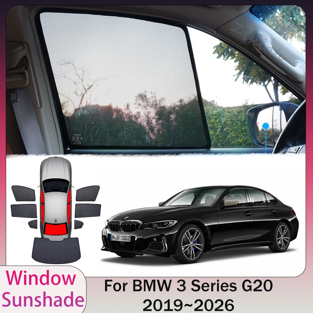 For BMW 3 Series G20 2019~2026 2022 2023 2024 2025 Car Magnetic Mesh Privacy Sunshade Side Window Sun Shade Protect  Accessories
