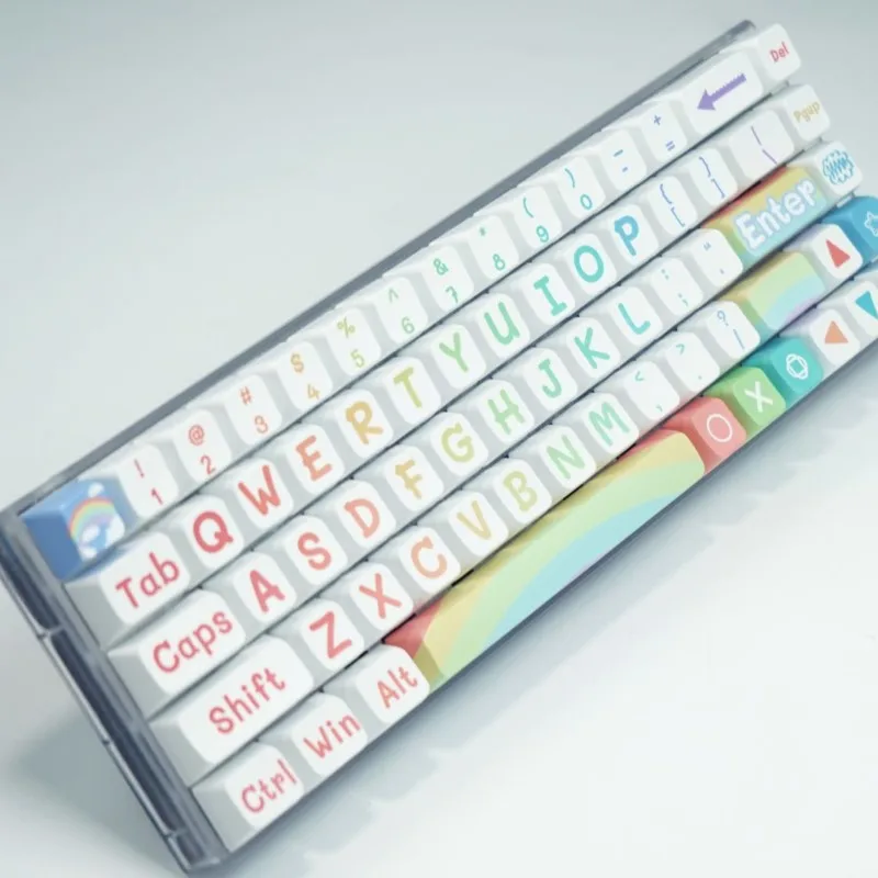 125 Key Rainbow Theme Keycap Set MDA Backlit Keycap MX Mechanical Keyboard 108 96 87 NJ80 84 68 64 61 Cute Keycaps personalizada