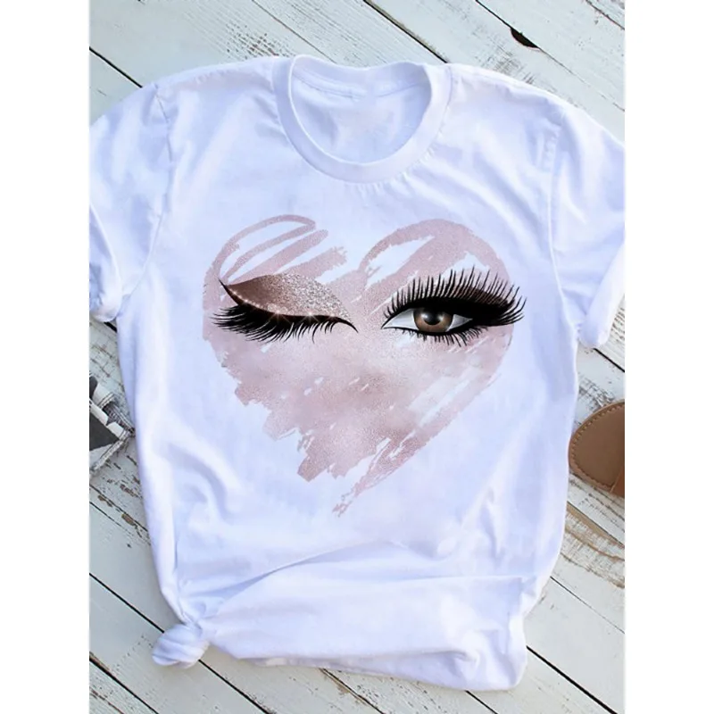 Fashion Large Size Geometric Pattern White Printed Large Size Women's Simple Loose Short Sleeve T-shirt Oversized T Shirt  Tops image 6