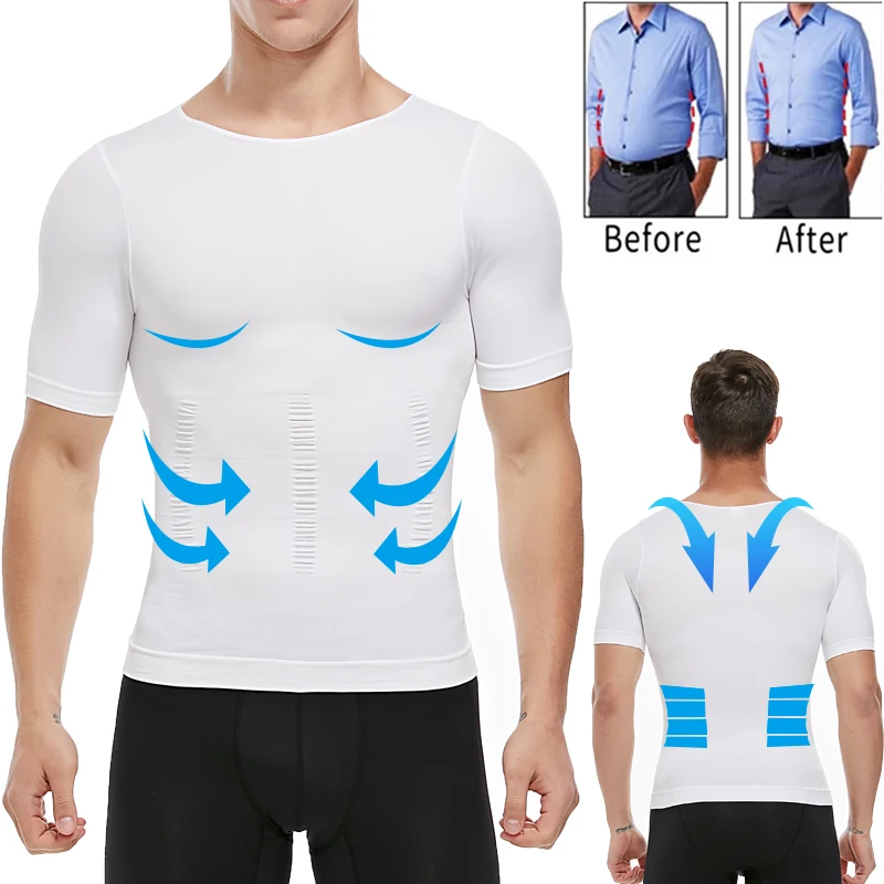 Männer Compression T-Shirt Abnehmen Körperformer Korrigierende Haltung Bauch Bauch Control Modellierung Unterwäsche Korsett Shapewear Homme