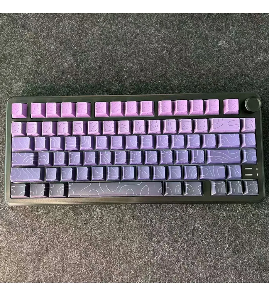 Crack new purple contour mechanical keyboard keycap side engraved light transmission gradual change keycap 68 keys 87 keys 108