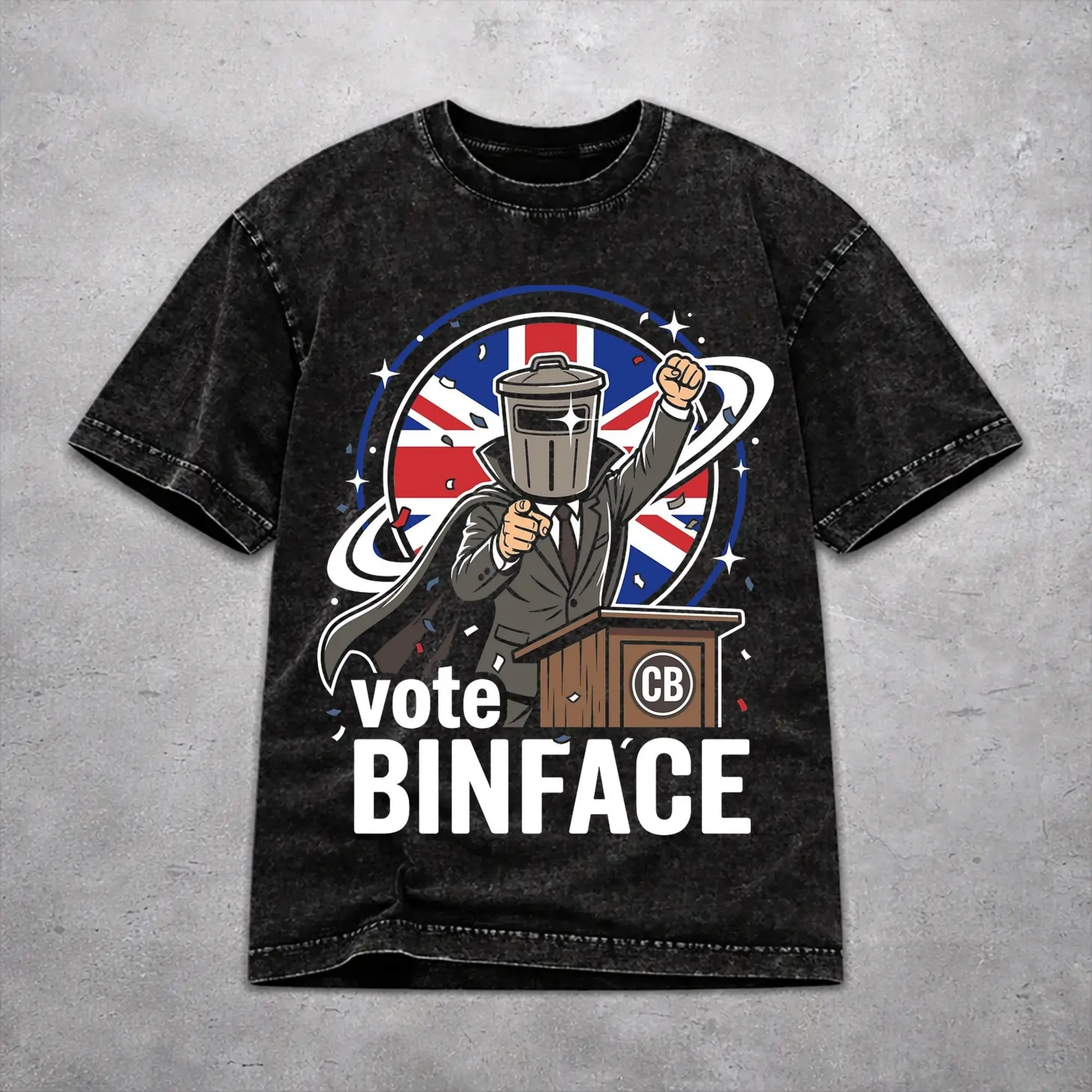 Vintage Women Men Vote Count Binface For Prime Minister  Tee Shirt Oversize Washed  T Shirts Apparel