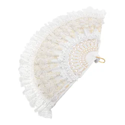 Handheld Fan Lace Fans Bride Folding Embroidered 4650X2650X230CM Bridal White Miss