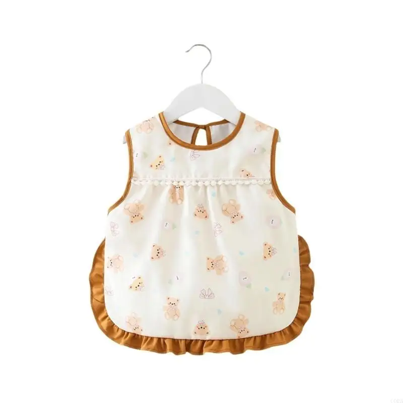 

CORB Cartoon Pattern Baby Feeding Apron Toddler Sleeveless Drooling Bib Water Proofing Nursing Smock for Mess Meals