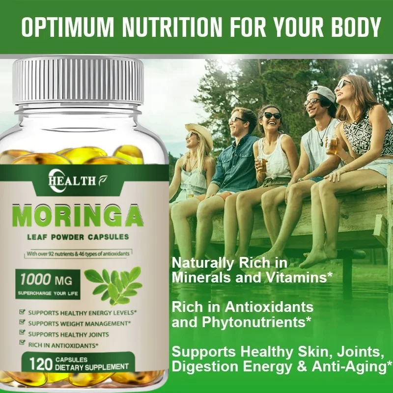 Moringa Oleifera 1000 mg Capsules Extra Potency 50:1 Extract Energizing Antioxidant, 60/120 Vegetarian Capsules