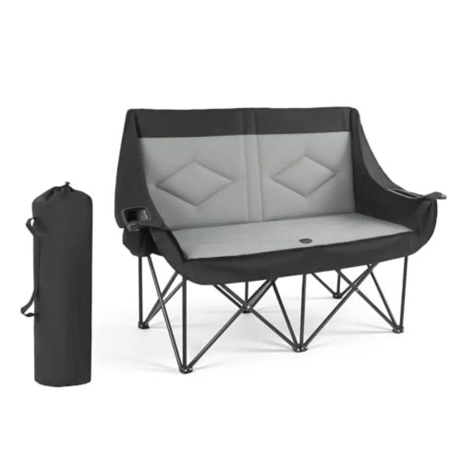 Silla de Camping Doble Extra Grande para Dos Personas con Soporte Resistente de 660 lbs con Portavasos Dobles y Portavasos para Vino M