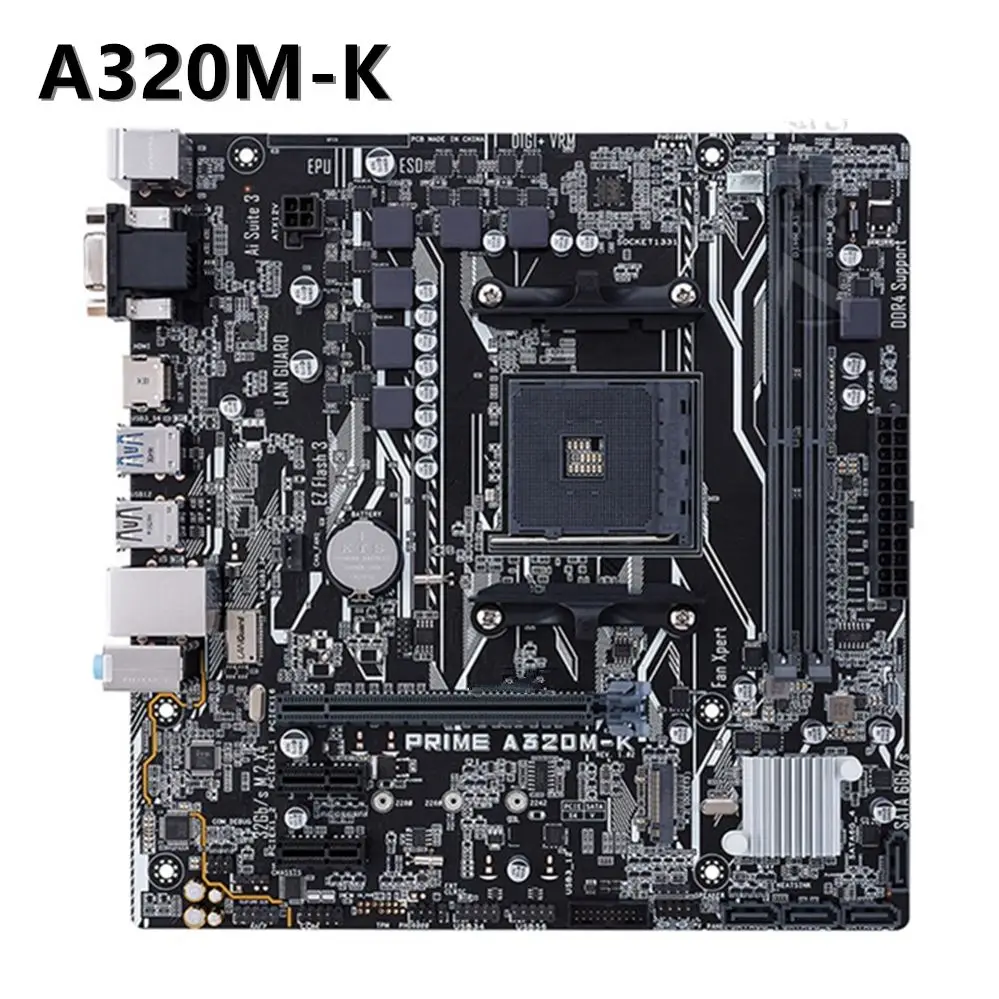 Placa-mãe para soquete PRIME A320M-K AM4 32GB VGA AMD A320 AMD Ryzen Athlon X4 A320 Placa-mãe128G 2 × M.2 ATX