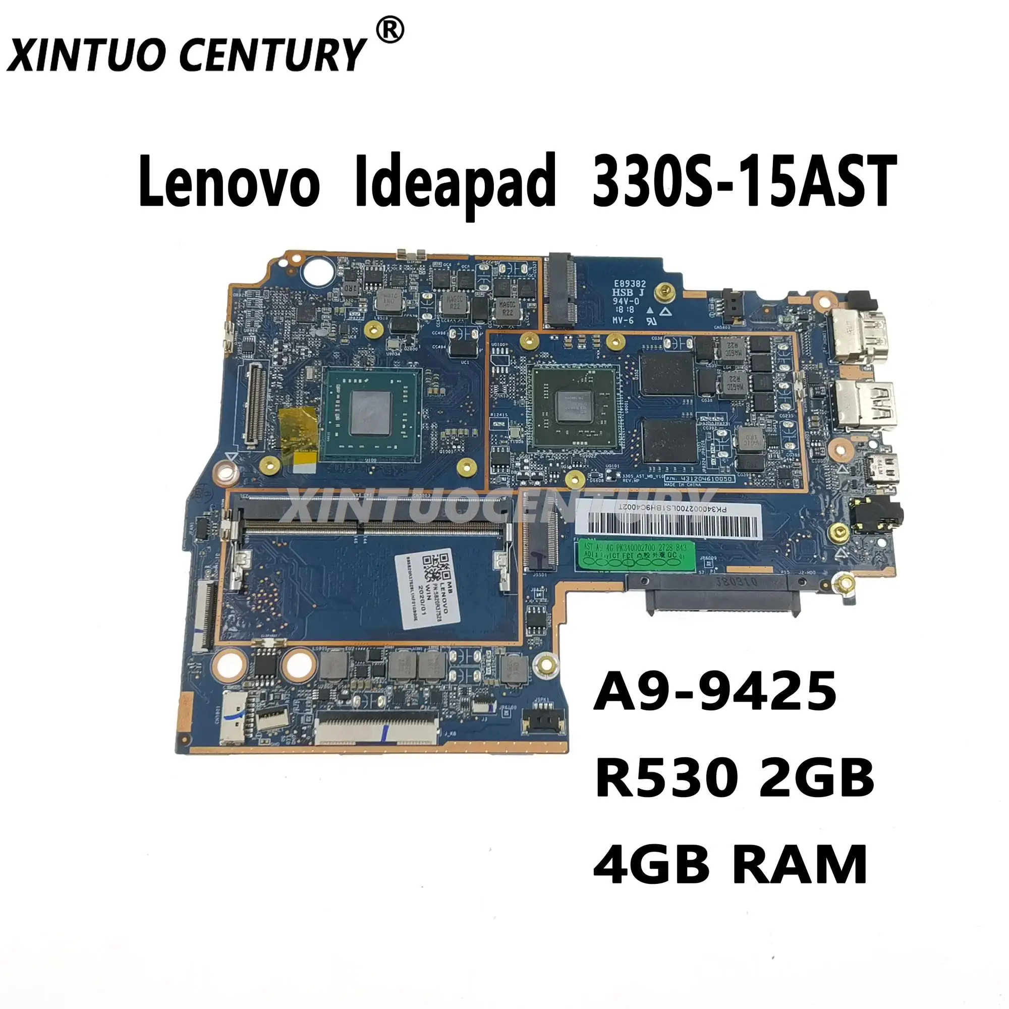 

5B20R37528 PC материнская плата для Lenovo Ideapad 330S-15AST, материнская плата для ноутбука, центральный процессор, A9-9425 GPU R530, 4 Гб ОЗУ, 100% протестированная работа