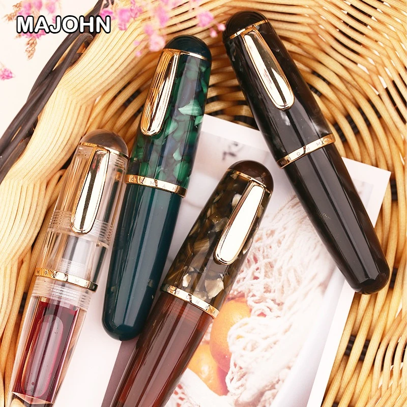 MAJOHN Q1 Short Cute Fountain Pen Hand Ledger Fine Pointed Pen EF F Writing Small Fat Pen Stationery Office School Supplies