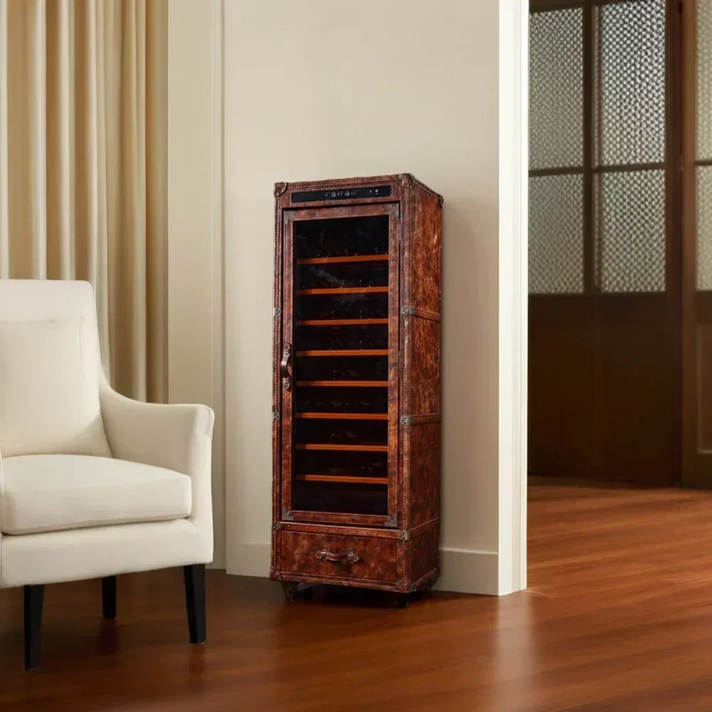 Tampilan Anggur Merah Multi Laci Dekoratif Kayu Tinggi Perabot Ruang Tamu Rumah Kabinet Bar Anggur dengan Laci