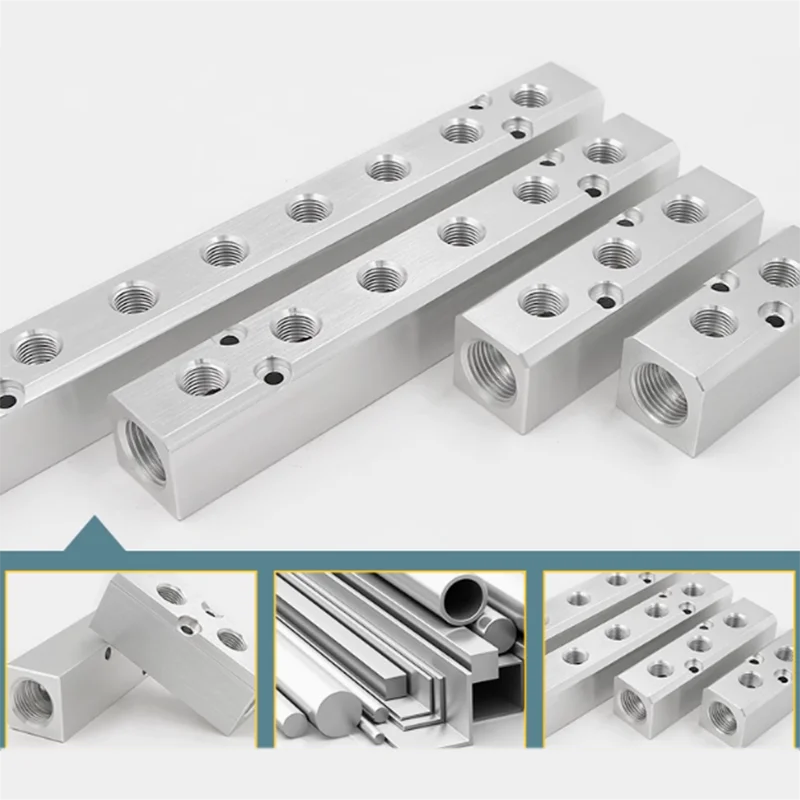 SY30 SY40 Aluminum Alloy Gas Exhaust Diverter Multi-Pipeline Gas Distributor Pneumatic Manifold Block PT1/2 to 1/4 2-10 Way