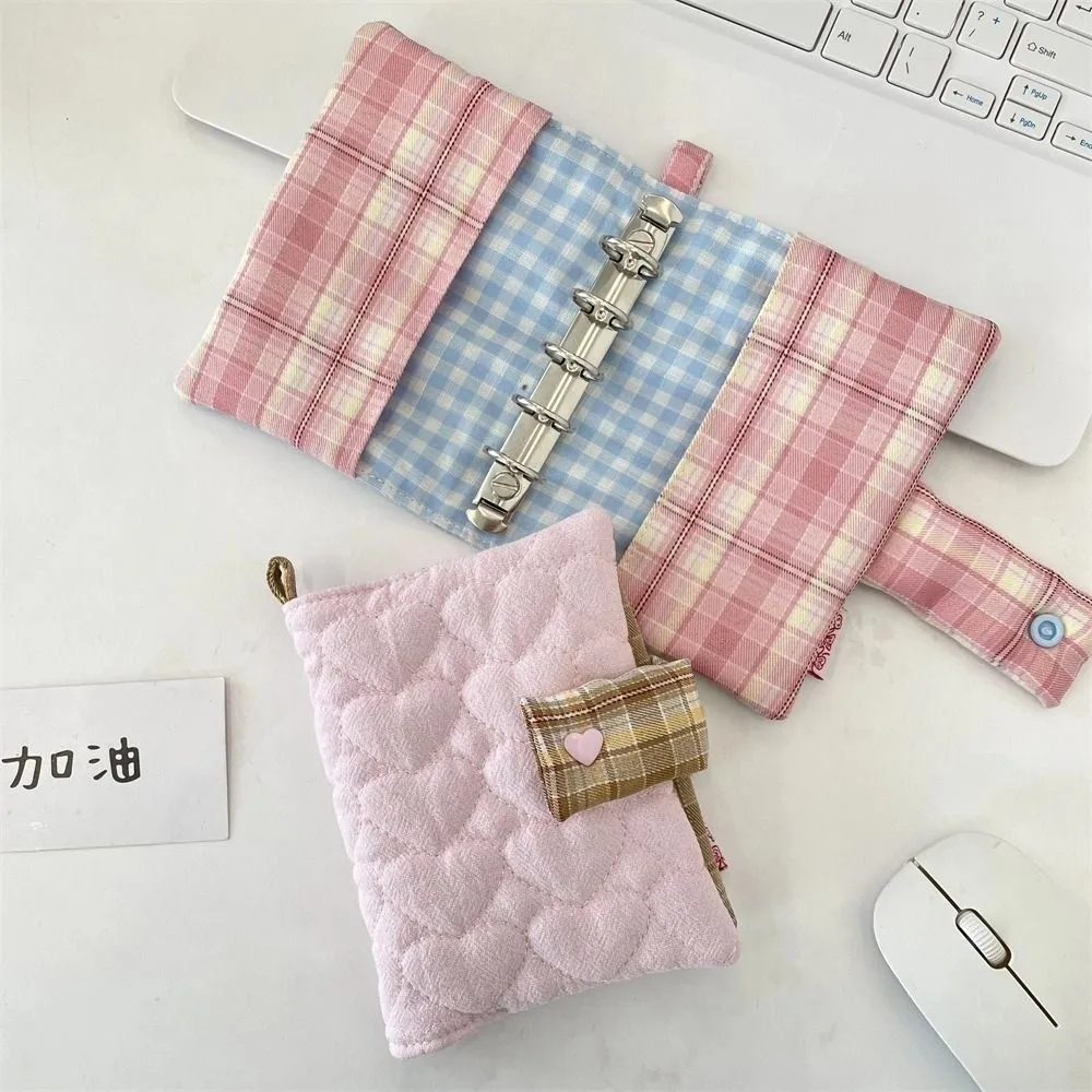 

Multipurpose Heart Embroidery Notebook Detachable Diary Stain Resistant Plaid Diary Book Smooth Aesthetic Diary Protective Cover