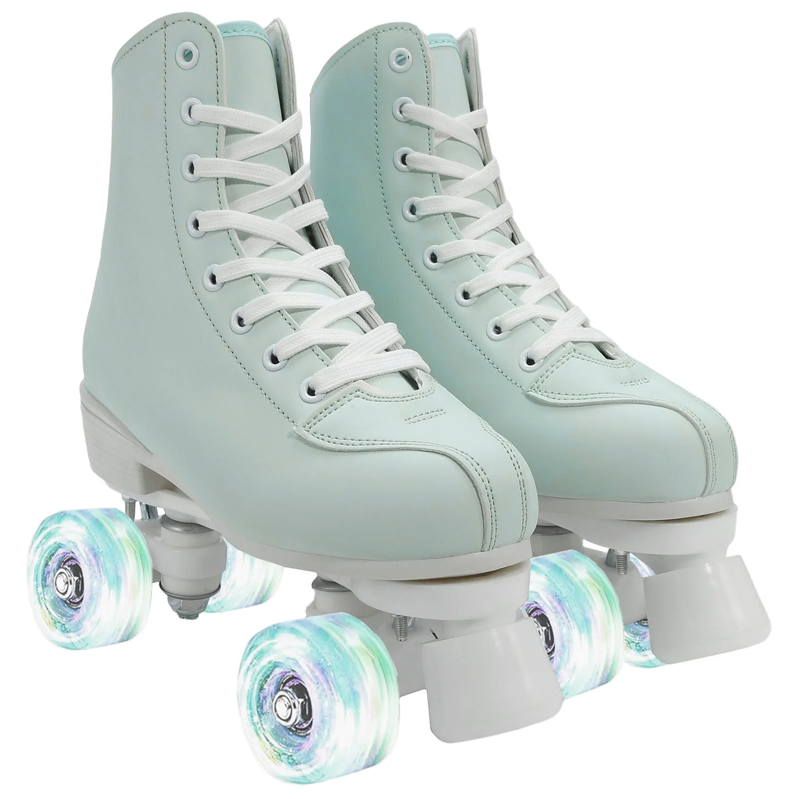 pink purple women Kids Double Row Roller Skates Pink Purple Leather Breathable 4 wheel Sliding Skating Sneakers size 31 32 33 34