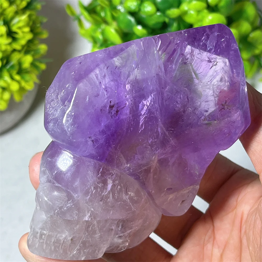 

Amethyst Skull Crystal Natural Stone Quartz Carving Minerals Geode Energy Witchcraft Geode Energy Home Decoration Reiki Healing