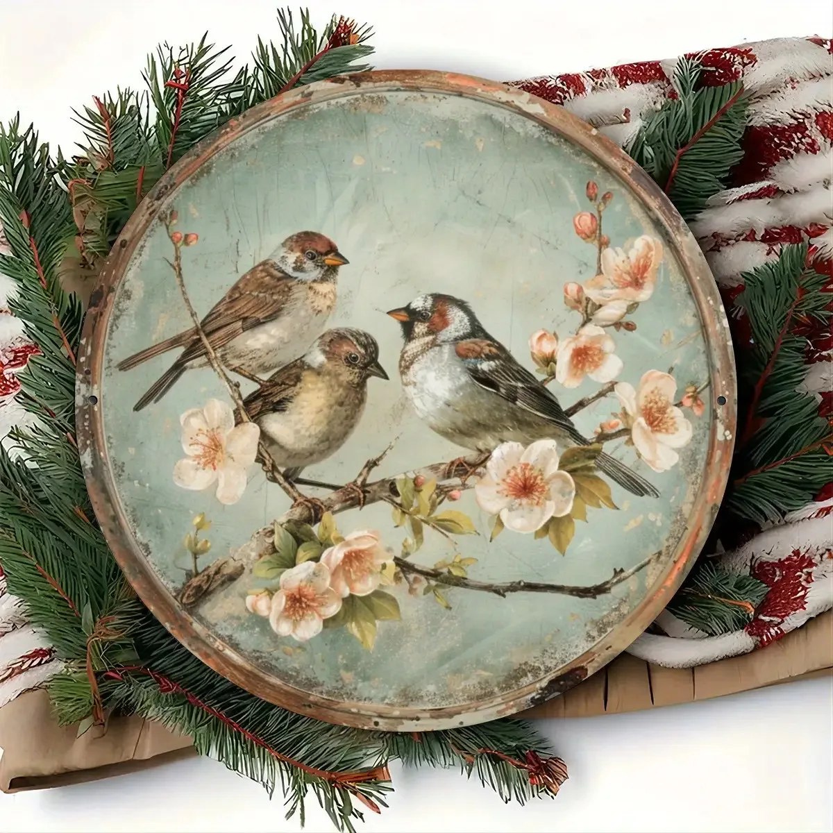 2D Flat, 2D Flat[] Vintage Bird Welcomes Spring Aluminum Sign, One Pack, Metal Wall Decoration, Suitable for Indoor and Outdoor,