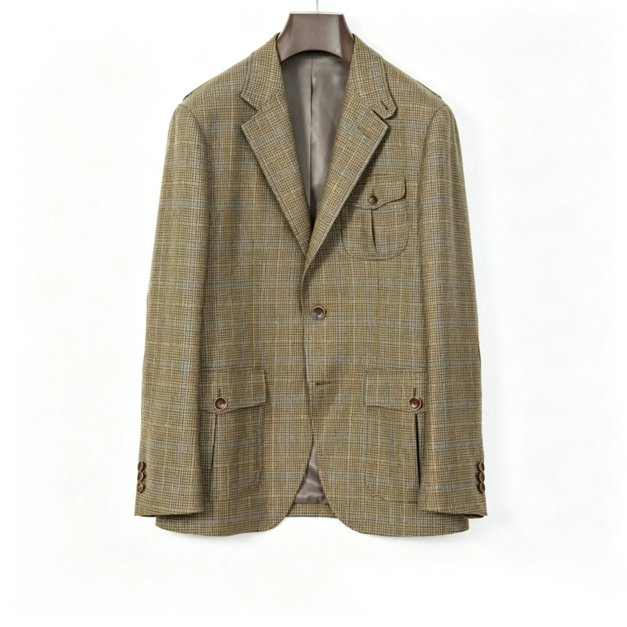 Vintage Woolen Casual Suit Set Italian Style Gentleman  High Quality Business Formal Wear Autumn Winter Checkered Long Sleeve