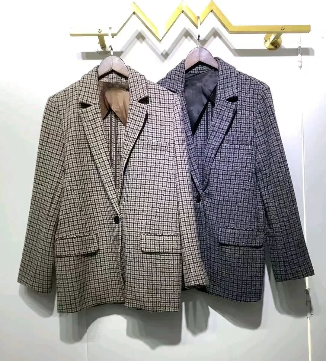 

2024 new fashionable small plaid wool suit short jacket