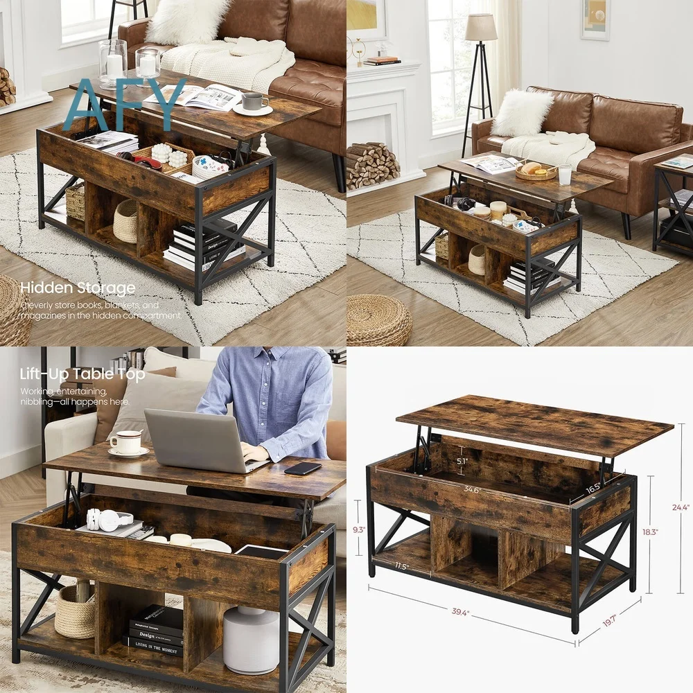 Rustic Lift Coffee Table for Various Furniture Styles 2025 Adjustable Height Living Room Table Farmhouse Modern Minimalist