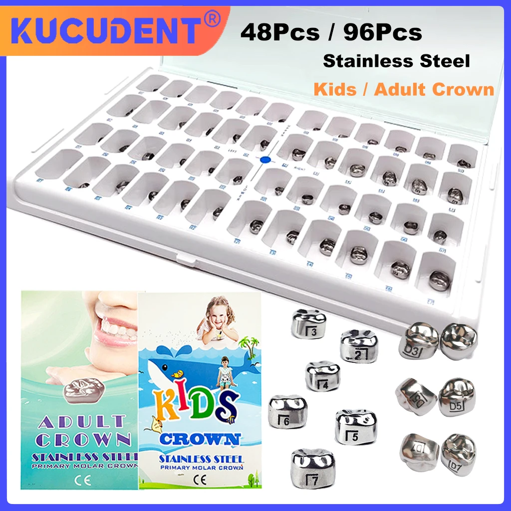 Dental Kid Crowns Preformed Metal Crown Stainless Steel Temporary Crowns For Adult Kids Primary Molar Teeth Orthodontic Material