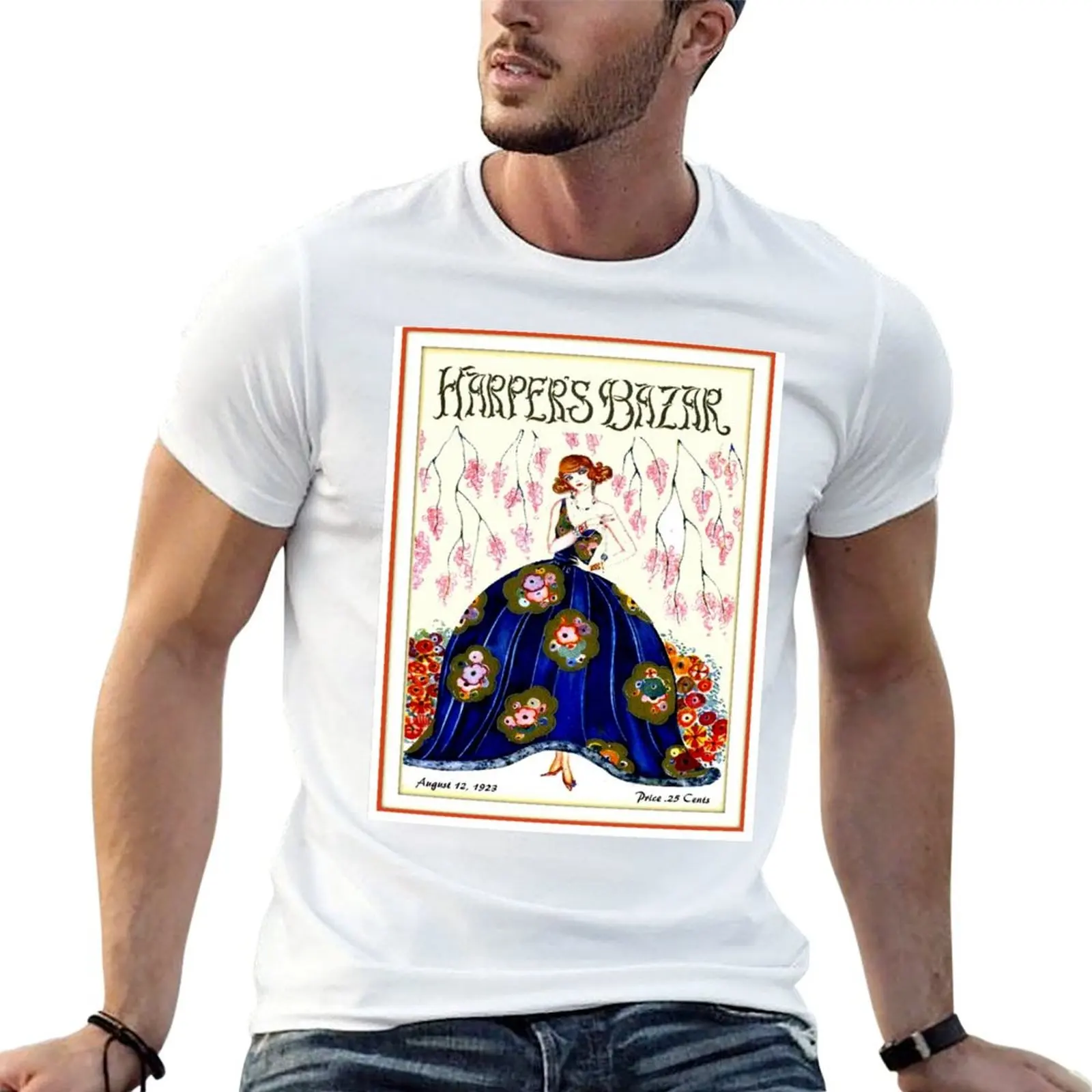 HARPERS BAZAR: Camiseta con estampado publicitario de la revista Vintage 1923, camiseta de lujo para hombre