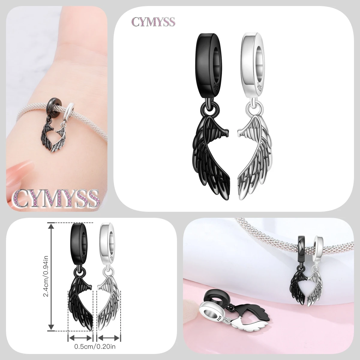 Zierlicher Anhänger aus 925er Sterlingsilber mit Engel-Gebetsperle, passend für Armreif, Armband, Halskette, DIY-Schmuck, Geburtstagsgeschenk für Frauen – Detail 21