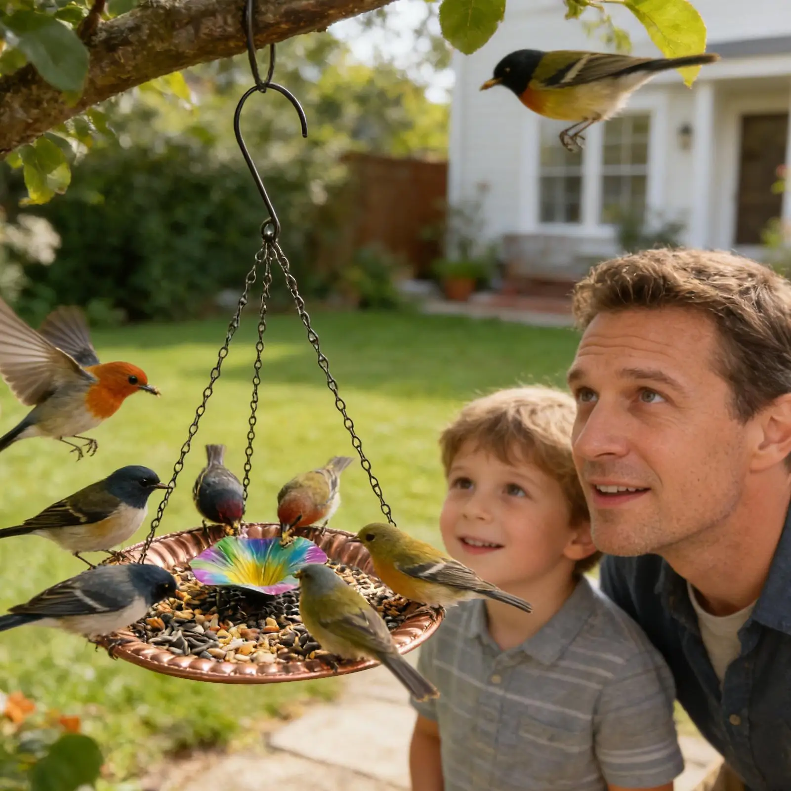 Bird Bath For Outside With Chain Heavy Duty Garden Decor Bird Bath Water Tray For Outside For Garden Backyard Patio Porch Window