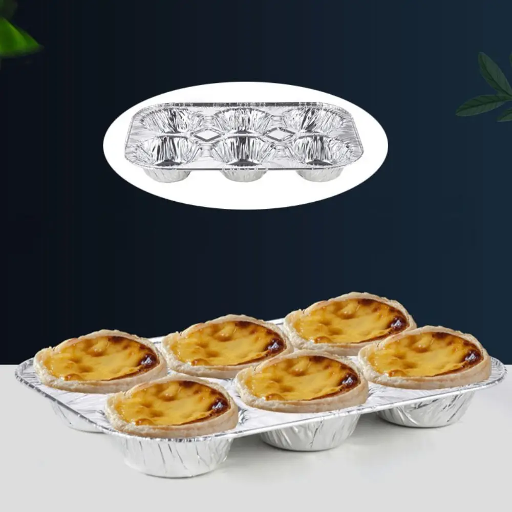 20Pcs Tin Foil 6-Cup Baking Pan Hardened Thickened Muffin Cake Cup Heat Resistant Disposable Cupcakes Packaging Box Oven