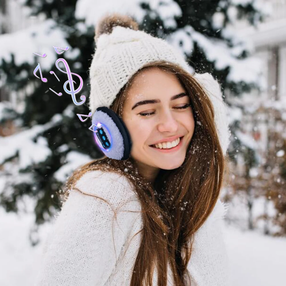 SYPVRY Bluetooth Earmuffs Winter Ear Warmer with Headphones, Warm Wireless Adjustable Music Ear Muffs, Purple