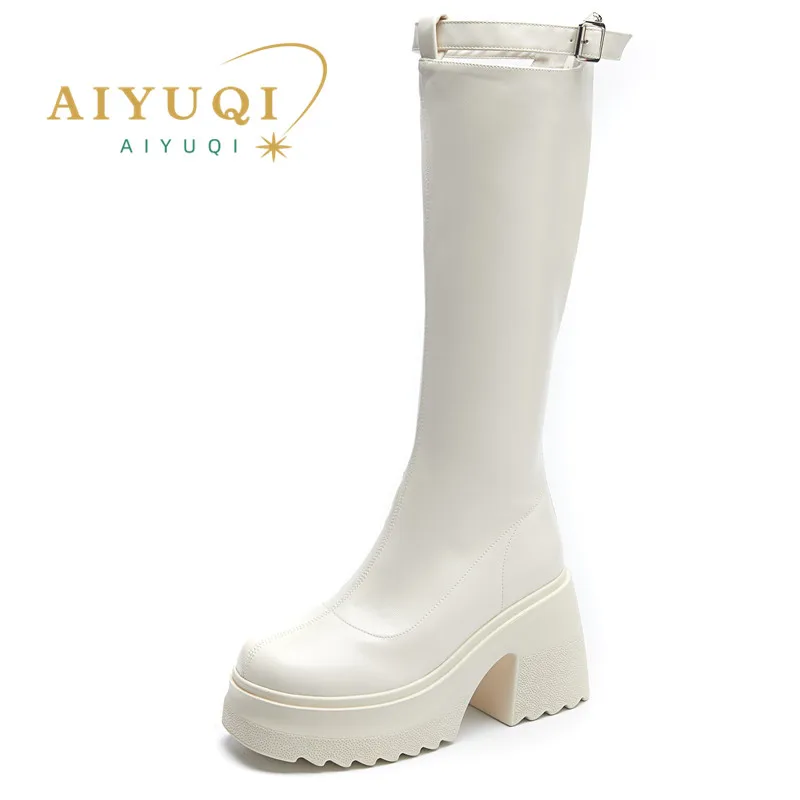 AIYUQI Female Rider Boots 2024 New Autumn 10cm Heel High Roman Boots Women Fashion High Heel Long Boots Women