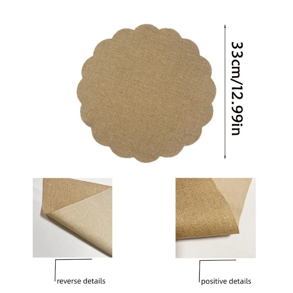 Heat Resistant Round Placemats Burlap Round Party Dinner Table Decoration Jute Photo Props Festival Home Decor