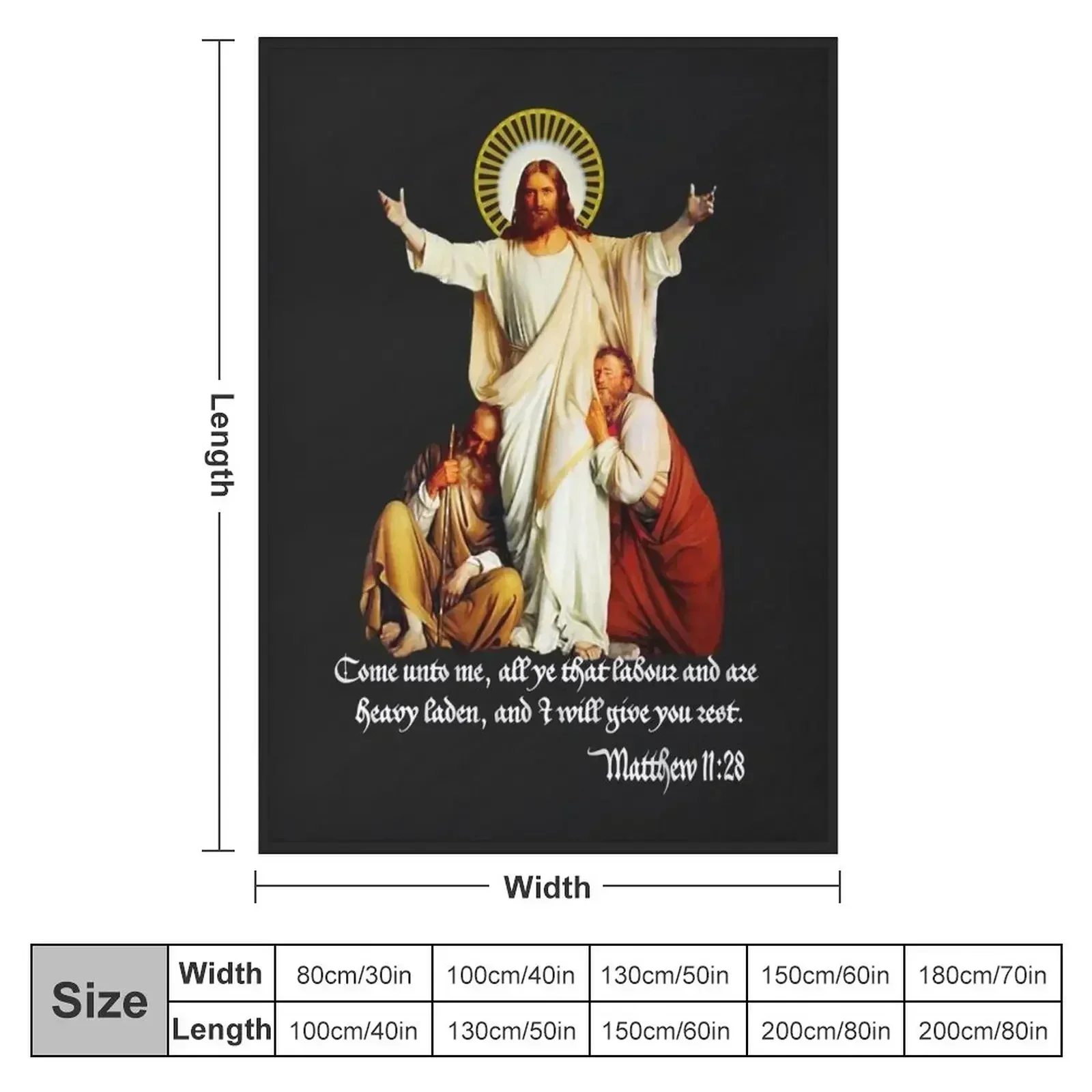 Jesus Christ Come to Me Light of the World Catholic Christian Throw Blanket couch cozy soft plush fuzzy picnic outdoor blanket
