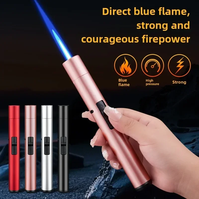 

Outdoor High Power Windproof Lighter Portable Butane Jet Blue Flame Spray Gun Moxibustion Cigar Special Large Capacity Lighter