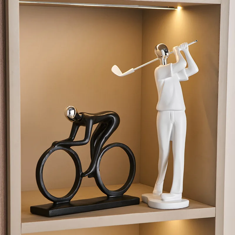 Home Decor Modern Abstract Resin Bicycler Cyclist Statue Bicycle Rider Statue Bike Racer Rider Figurine Office Living Room Decor