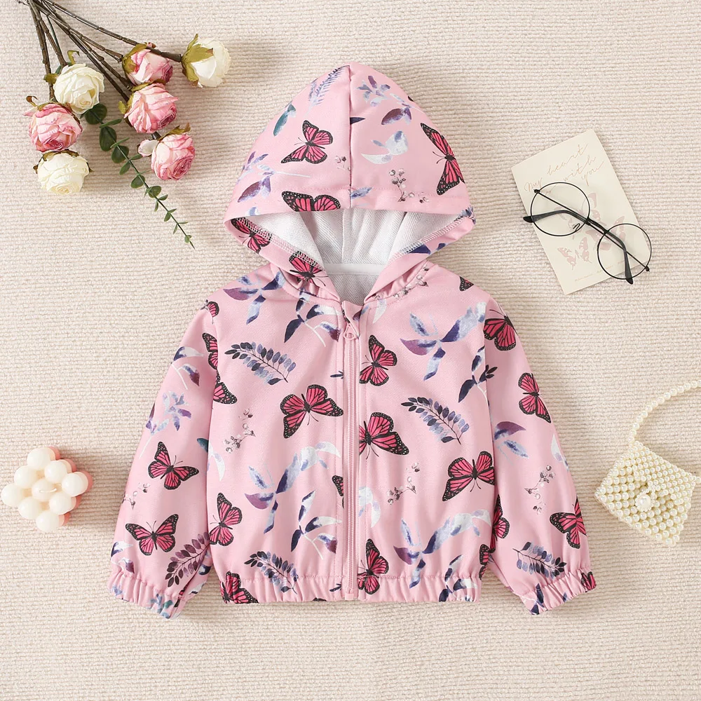 

Baby Girl Outerwear Autumn/Winter Cotton Solid Color Bow Hooded Long Sleeved Baby Jacket Simple And Warm Girl Top Baby Clothing