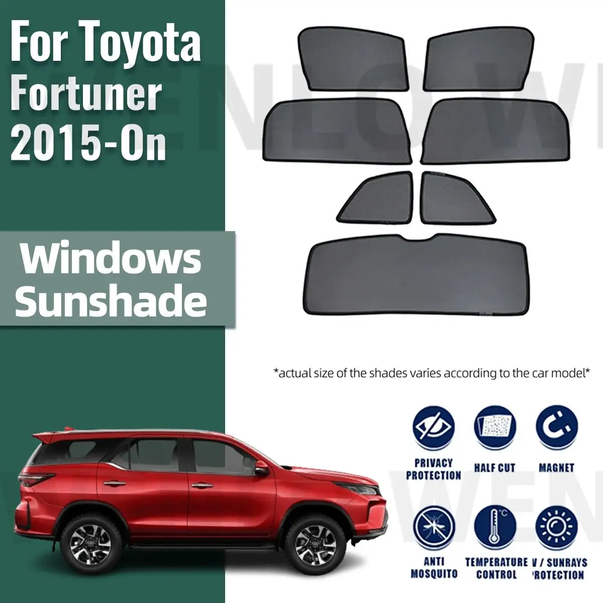 

For Toyota Fortuner 2015-2023 Car Sunshade Shield Magnetic Front Windshield Blind Curtain Rear Side Baby Window Sun Shades Visor